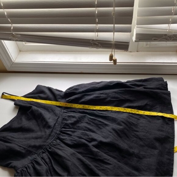 Aerie 2023 Love Of Linen Blend Mini Dress Woman Large Black Pockets Smocking - Picture 15 of 16